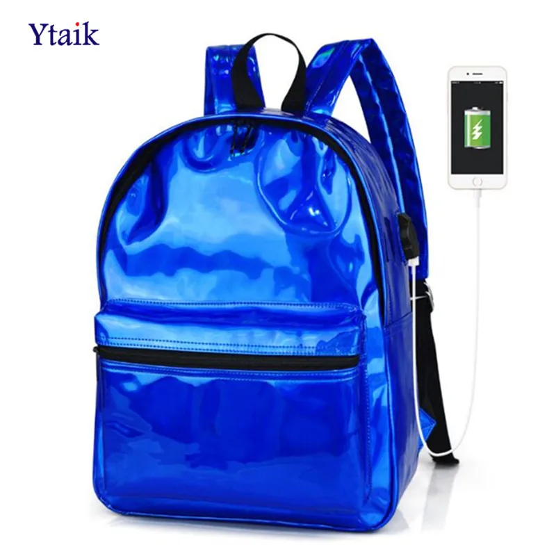 

YTAIK 2018 Fashion Silver Hologram Laser Backpack Women School Bag For Girl PU Leather Holographic Backpack Multicolor Sac A Dos