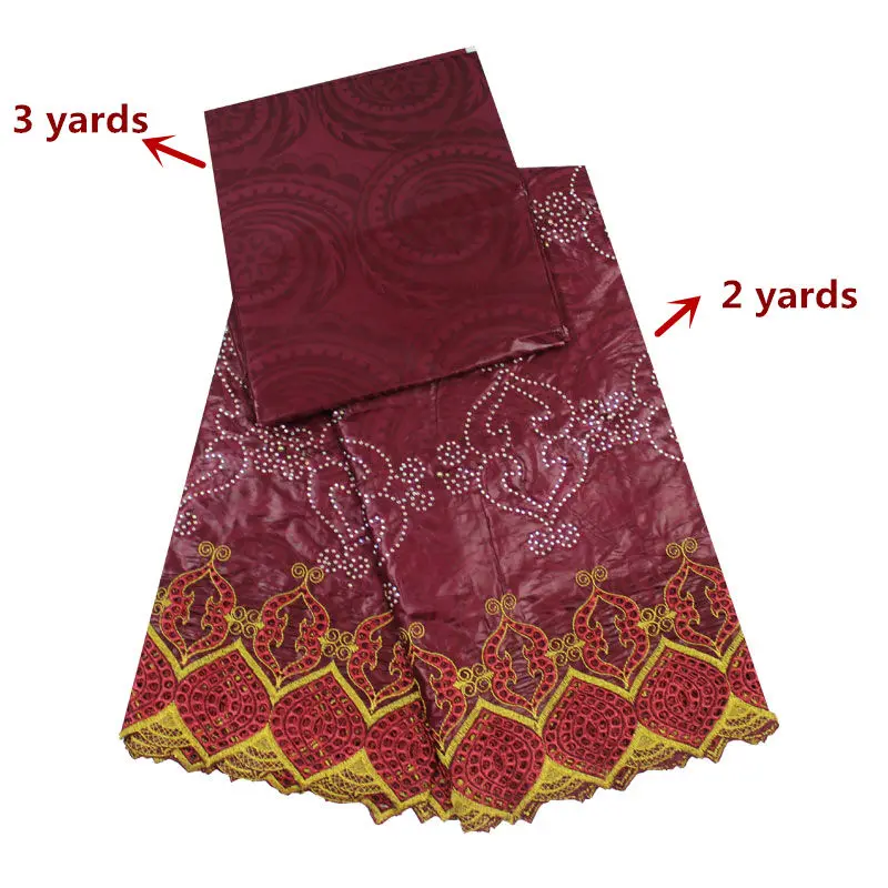 

Free shipping african brocade lace fabric with stones and handcut edge matching 2yards plain brocade