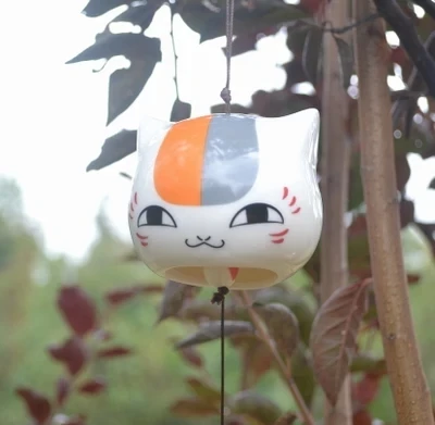 Ceramic Glass Japanese Wind chimes Lucky bells hanging decorations Bless the windchimes Cat teacher anime xia mu | Дом и сад