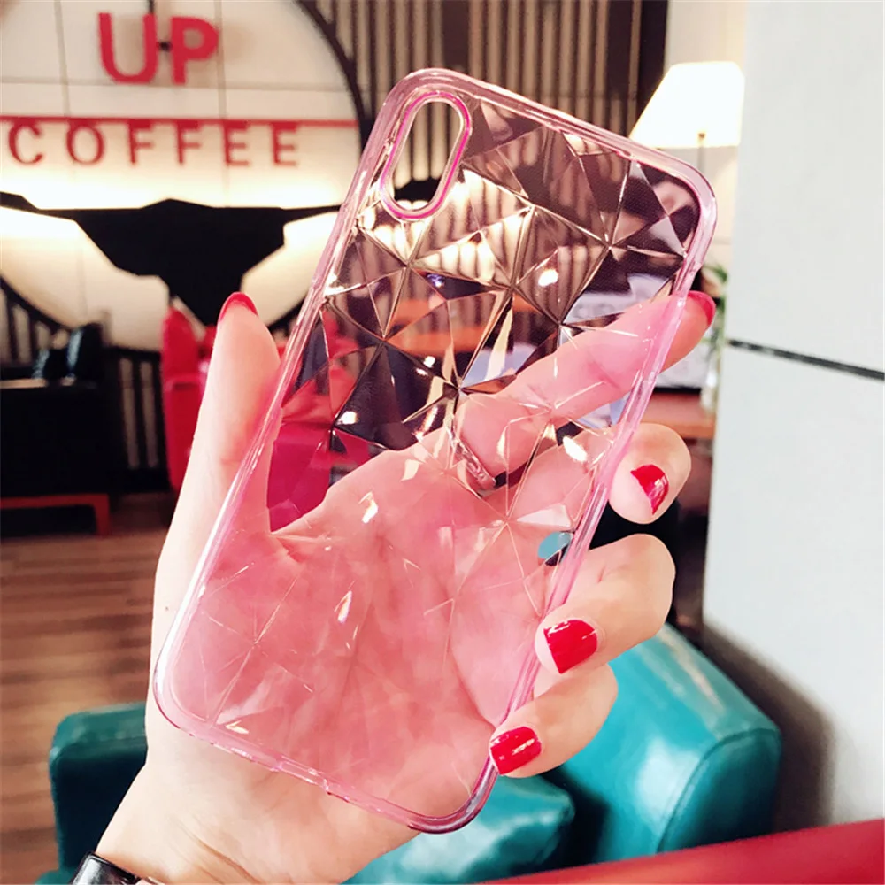 N1986N Phone Case For iPhone 11 Pro Max X XR XS Max 6 6s 7 8 Plus Luxury Diamond Texture Transparent Ultra Thin Soft TPU Case