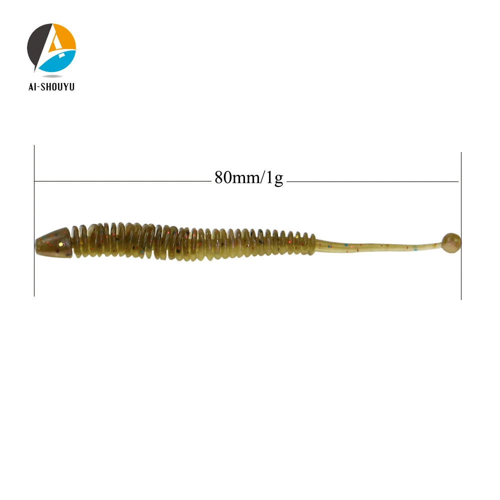 

AI-SHOUYU 6pcs Soft Fishing Floating Lure TPR Soft Lure 80mm 1g Worm Swimbaits UL Jigging Lure Bass Pike Trout Fishing Lure