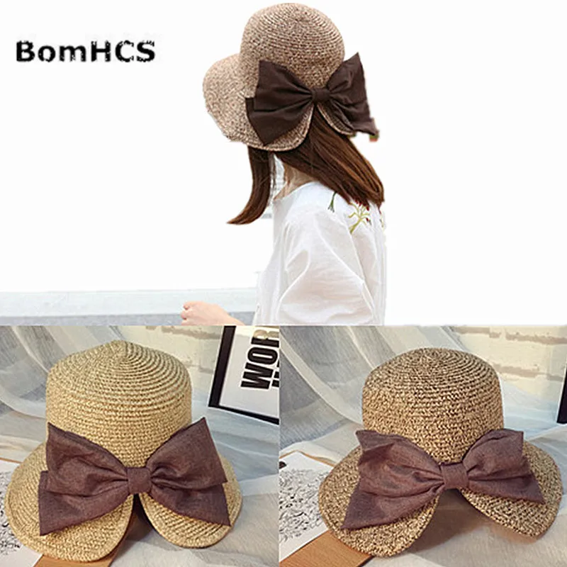 

BomHCS Women Girls Foldable Wide Brim Roll-up Crocheted Straw Hat Beach Sun Visor Cap for Holiday Travel 17F-39MZ24