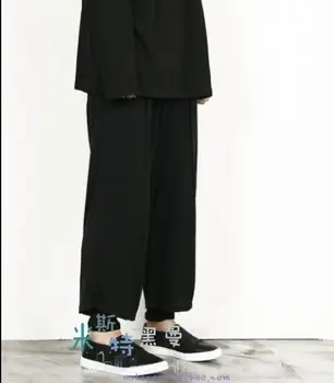 

27-42 2018 Korean trend hairstylist fashion wide leg pants casual retro straight nine pants plus size singer costumes