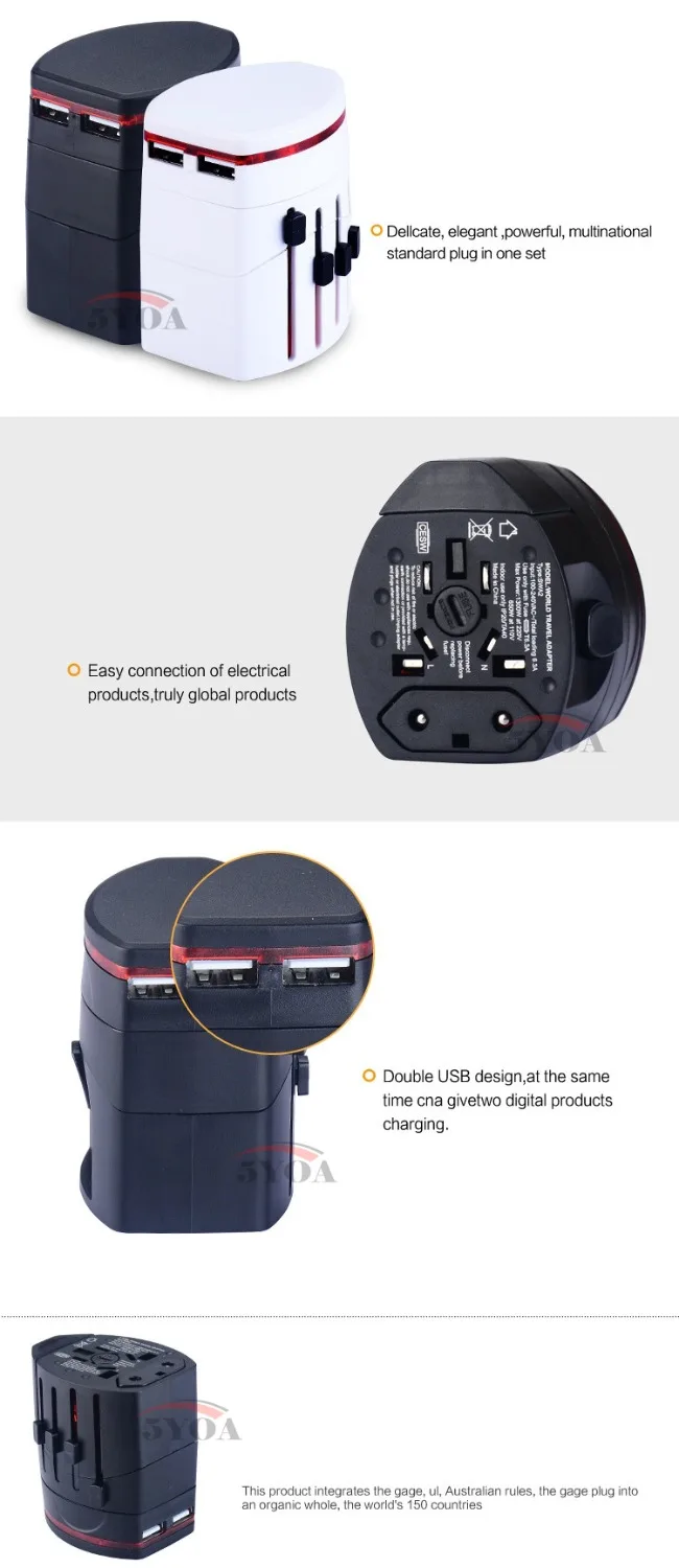 Convinien все в одном Универсальный международный штепсельный адаптер 2 USB порта мир Путешествия AC зарядное устройство адаптер с AU US UK EU вилка