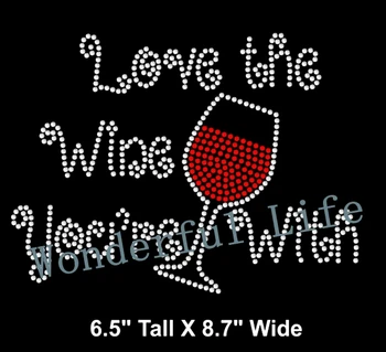 

Lowest price free shipping 20 Pcs/Lot Hot Fix Rhinestone crystal Motif Design Love the Wine Your With Wine