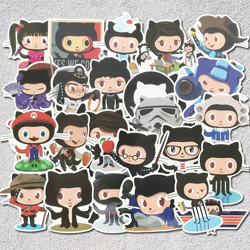 

AQK 24 Pcs Funny GitHub Octocat Programming Stickers Ruby Graffiti Sticker For Skateboard Luggage DIY Laptop Pad Case Car Decals