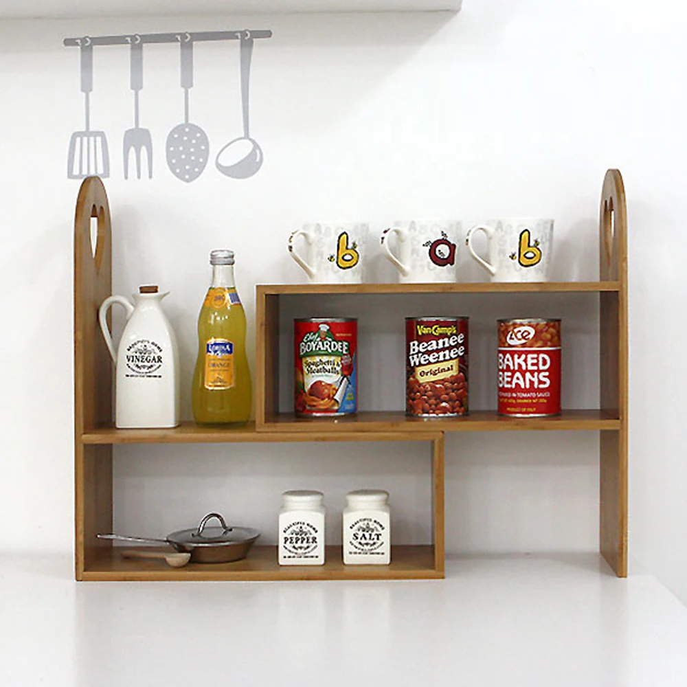  A1 Kitchen multifunctional seasoning rack simple bamboo racks kitchen storage shelf dish storage ra - 32910013939