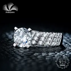 Не бутафорское кольцо 925 S925 кольцо стерлингового серебра SONA алмаз NSCD подлинный редкий металл свадебный обычай ВВС carat классические простые