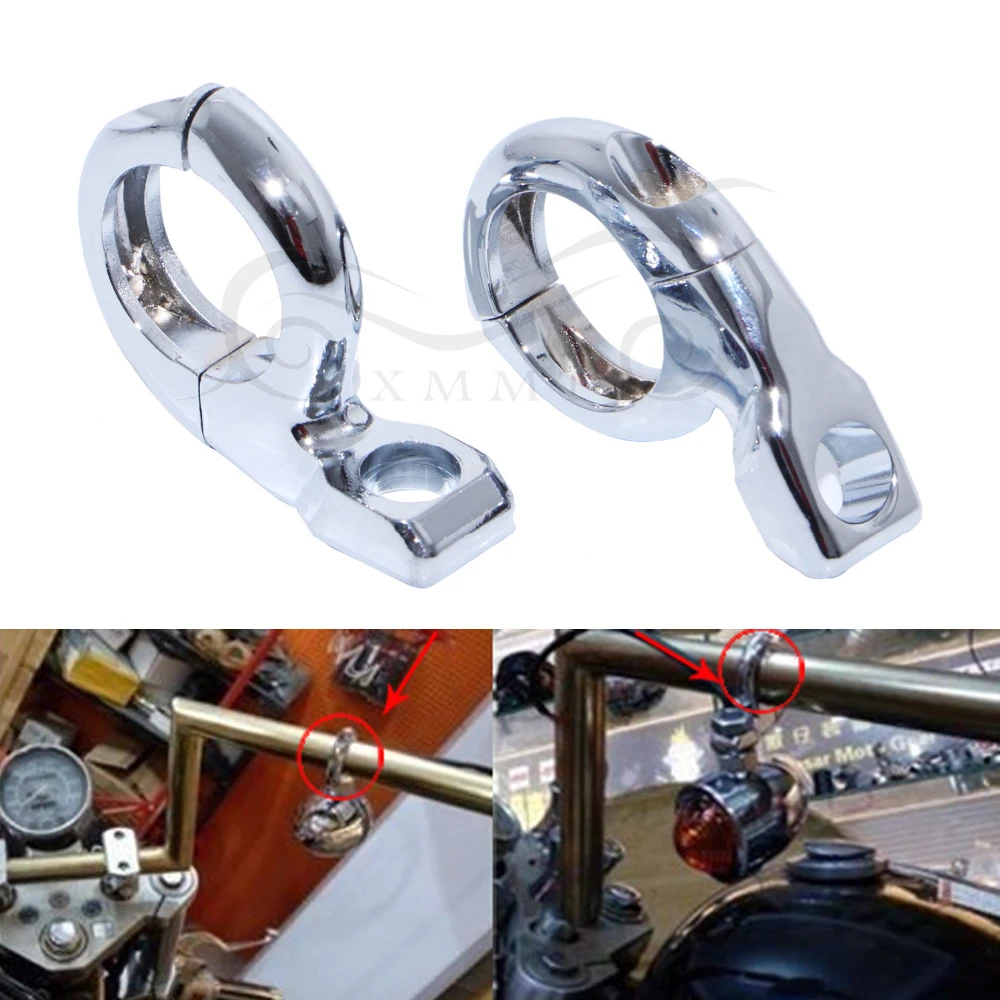 

1'' 25mm Chrome Turn Signal Light HandleBar Clamp On Mirrors Adapter Mount Motorcycle Scooter For Harley Sporster Softail ATV