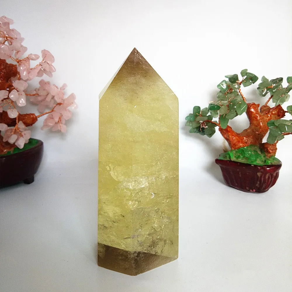 520g big yellow quartz single point natural citrine quartz crystal wand healing as home decorin
