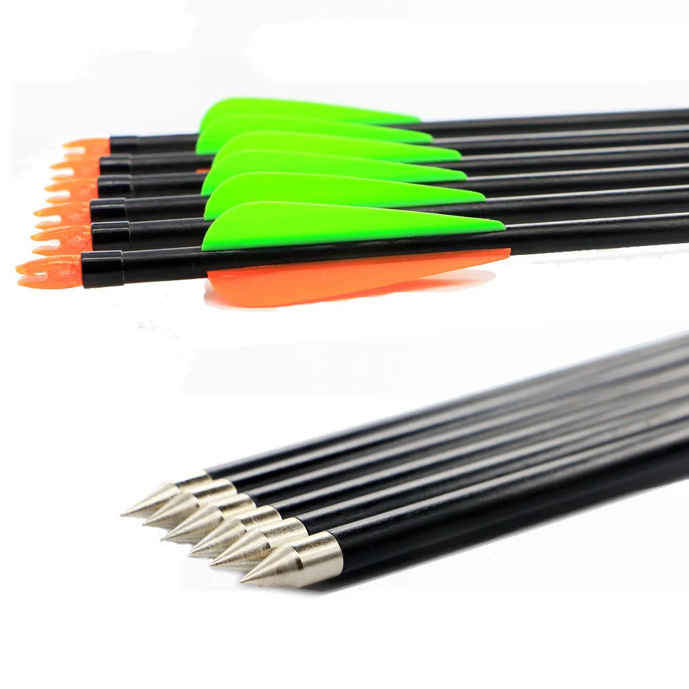 12PCS/lot 32inch Fiberglass Arrow Archery Hunter Nocks Fletched Arrows