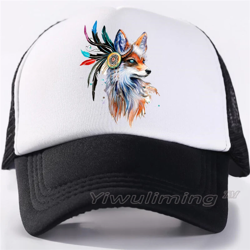 

New Summer Trucker Caps fox Cool Summer Black Adult Cool Baseball Mesh Net Trucker Caps Hat for Men Adjustable