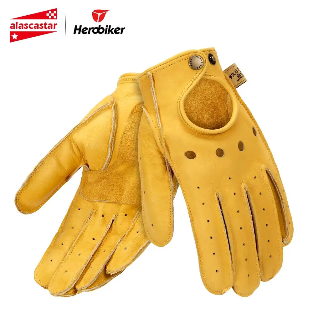 Перчатки для мотоцикла HEROBIKER, дышащие кожаные перчатки Guantes, мотоциклетные перчатки для верховой езды, перчатки для мотокросса