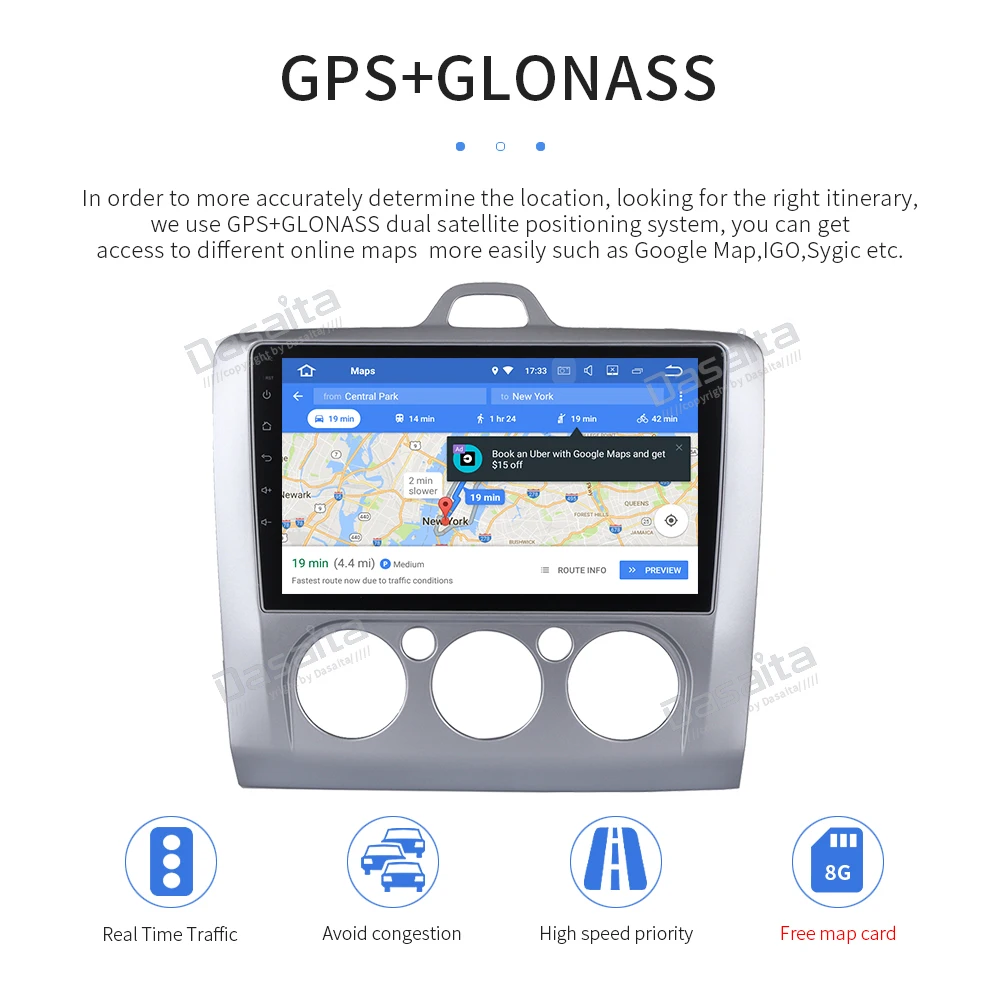 Top 9" ips Android 9.0 Car multimedia player For ford Focus 2 2004-2011 autoradio stereo with 8-Core 4Gb +32Gb built-in GPS wif 18
