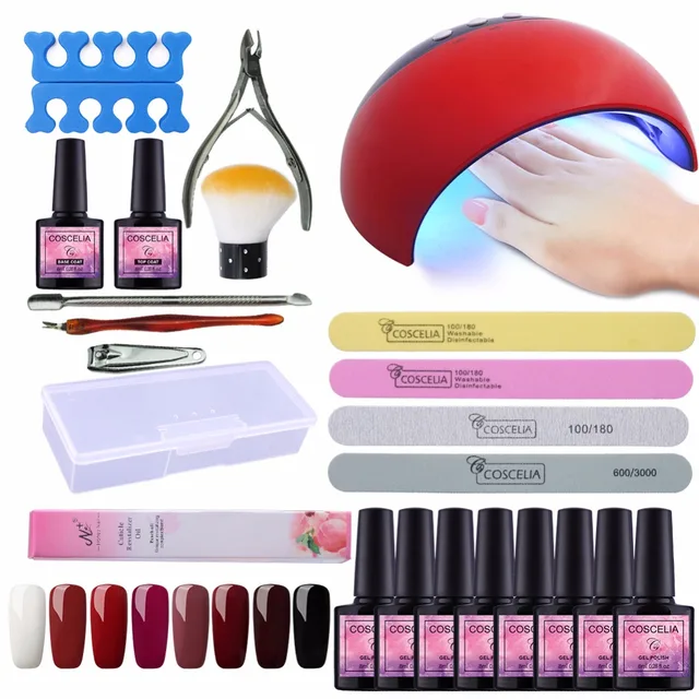 Manicure Set Of Tools Nail Kit 24w Uv Led Lamp 8pcs Gel Manicure Set Of Tools Nail Kit 24w Uv Led Lamp 8pcs Gel Polish