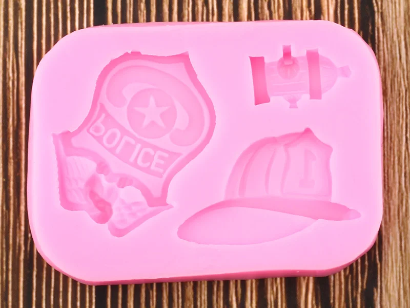 3D пожарные полицейские значок шапка Fondant Силиконовые формы ручной работы вечерние украшения торта инструменты Смола форма для шоколада формы для мастики