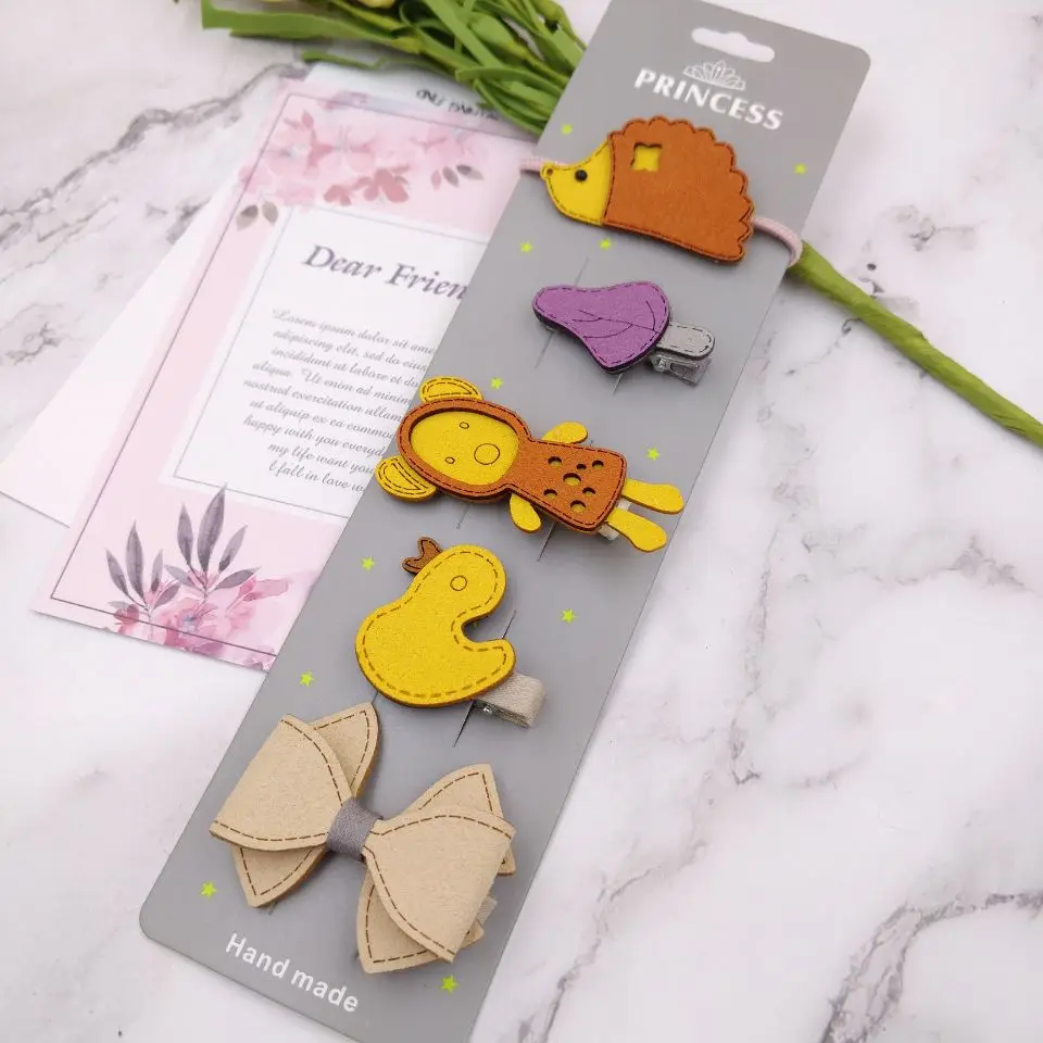 

5pcs/set 2019 New Girls cute cartoon hairpin set lovely bowknot duck hair clips Barrettes Headwear Hairpins Hair Accessories