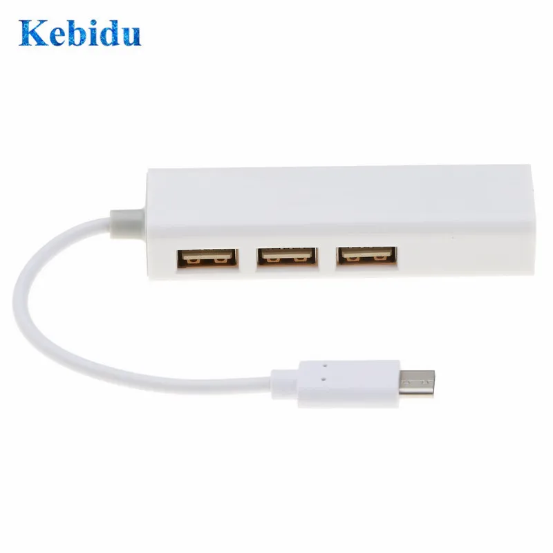 Адаптер Kebidu USB C Ethernet с Type 3 1 HUB порта сетевая карта RJ45 адаптер локальной сети для
