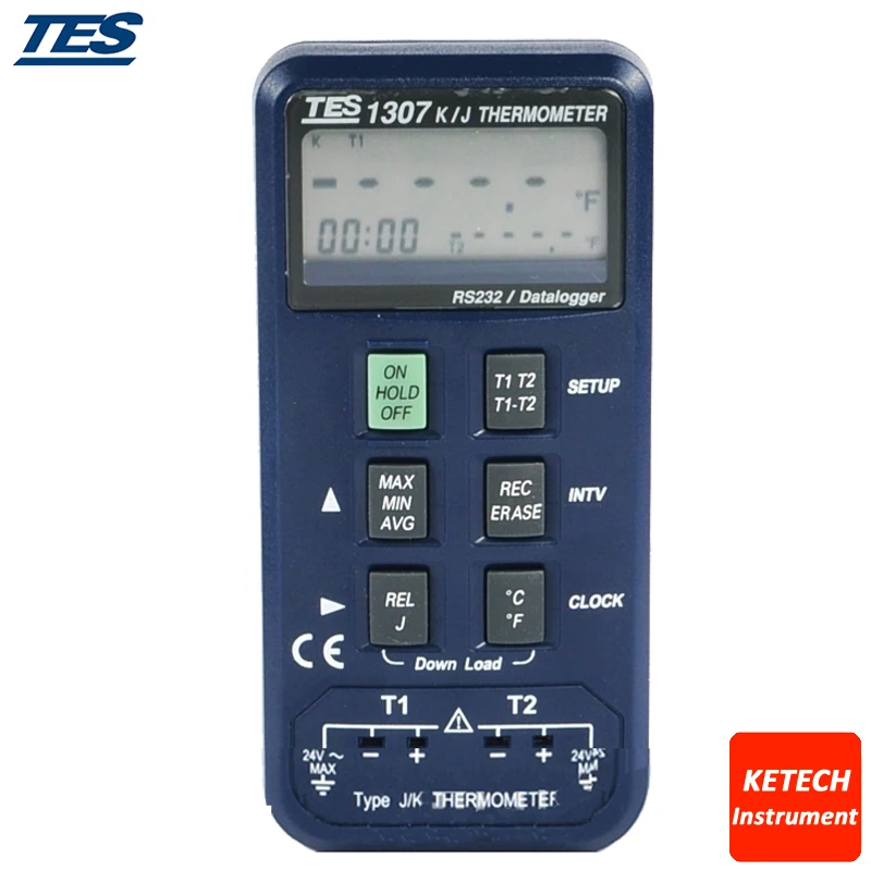 

Datalogging K/J Memory Type Dual Channel Thermometer Recording Thermometer TES1307
