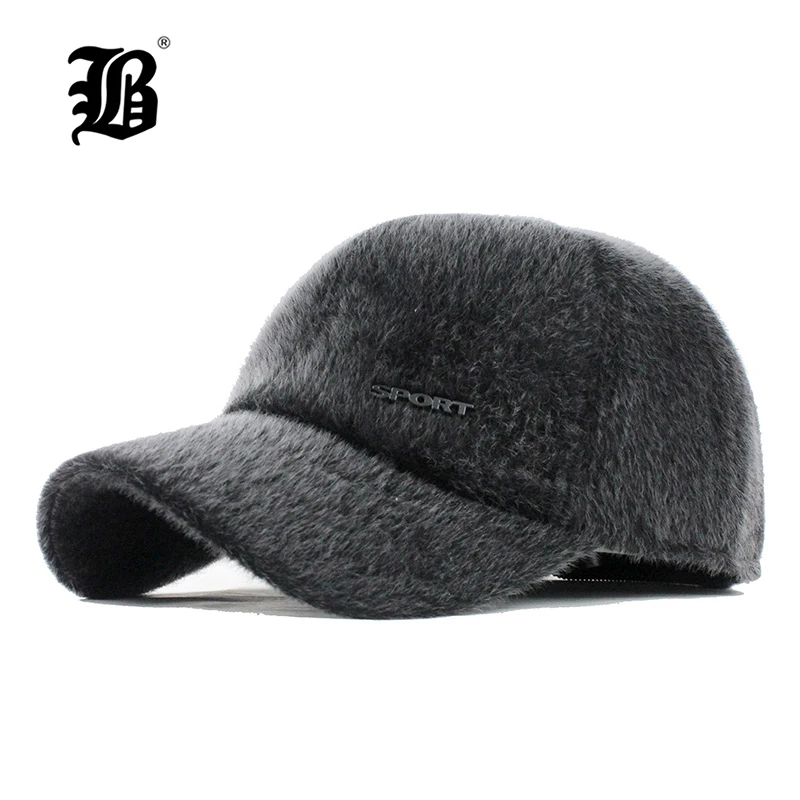 

[FLB] Winter Men Warm Baseball Caps with Ear Flaps Dad Warm Hats Dad Gifts Keep Warm Hats Male Bone Snapback Hat Adjustable F171