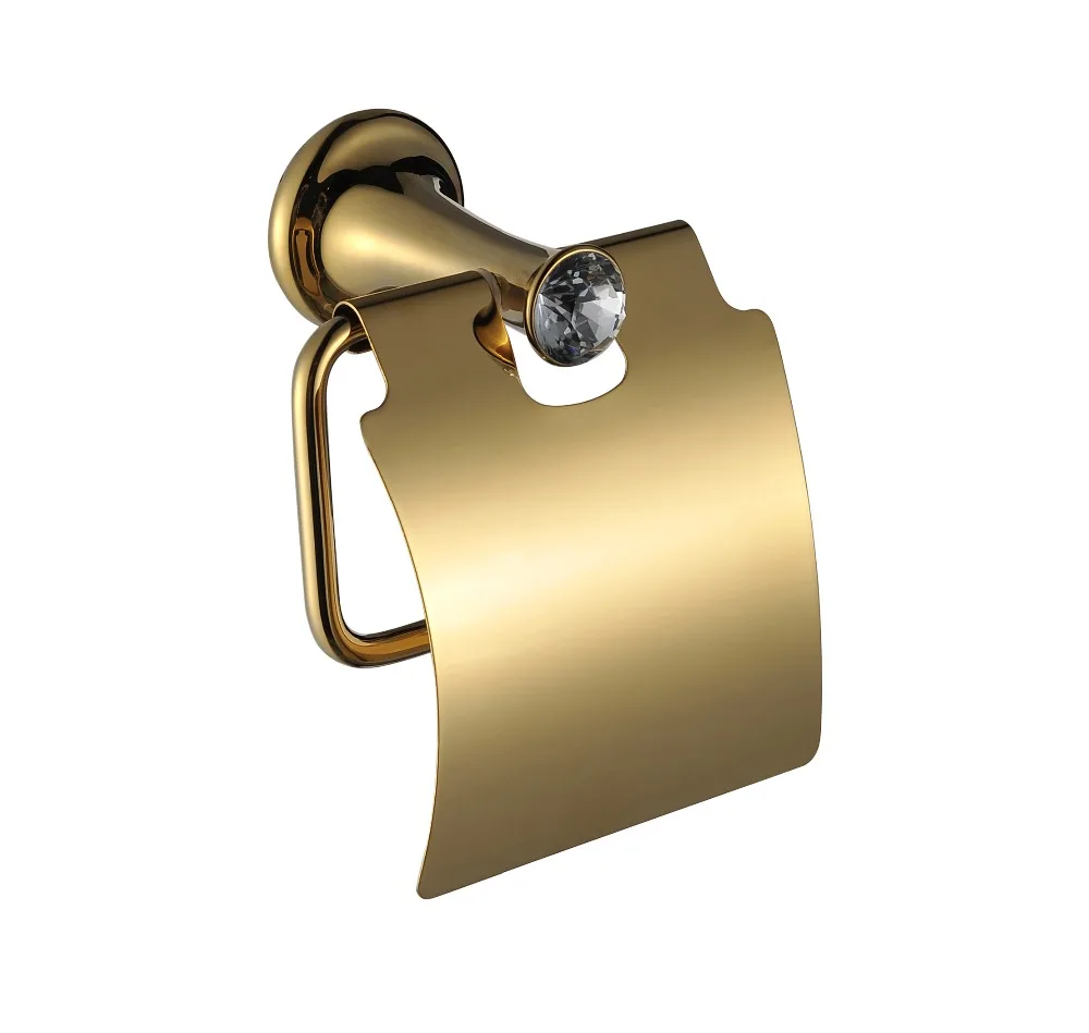 Free shipping gold finish Small crystal Roll holder / toilet Paper