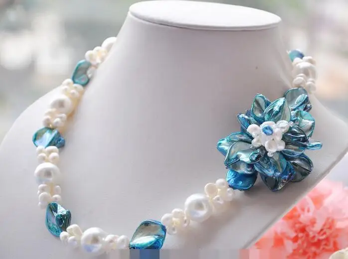 

song voge gem nanJ1349 white Pearl&Shell Flower Necklace