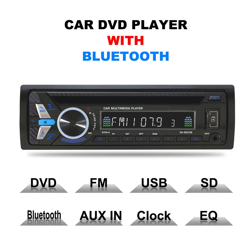 

2019 New Multifunction Bluetooth Car Audio Stereo FM DVD CD MP3 Player Receiver USB SD AUX Input For Most Car Devices