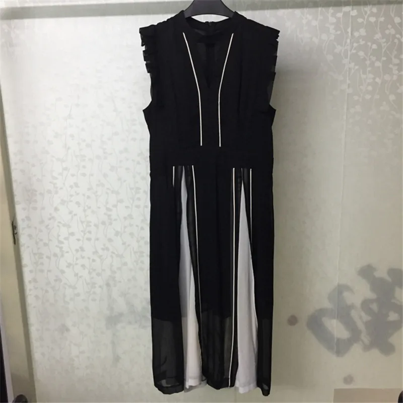 Black Dress for Women Sleeveless A line Mid calf Elegant Lady Dress ...