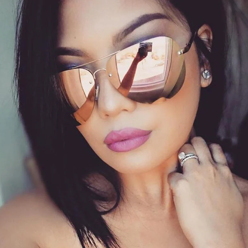 

Fashion Pilot Oval Sunglasses Lunette Women Luxury Brand Eyewears Ladies Mirror Color Lens Sun Glasses Female Shade Sunglass2018