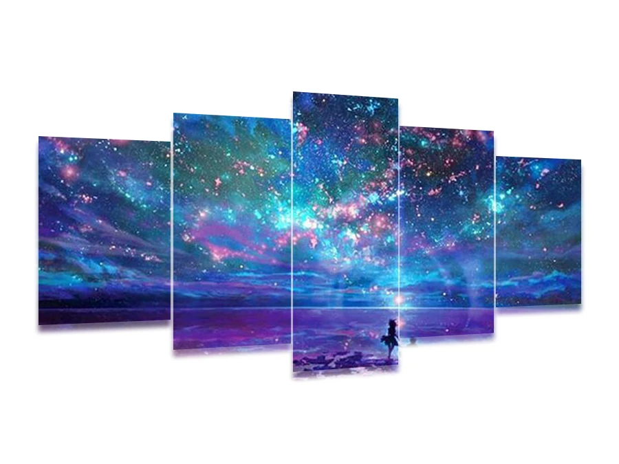 

100% Full 5D Diy Daimond Painting Cross-stitch Night Sky Multi-picture Combination Round Rhinestone Painting Embroidery Decor