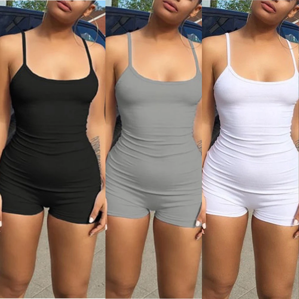 Casual Womens Sexy Solid Sleepwear Leotard Bodycon Jumpsuit Shorts