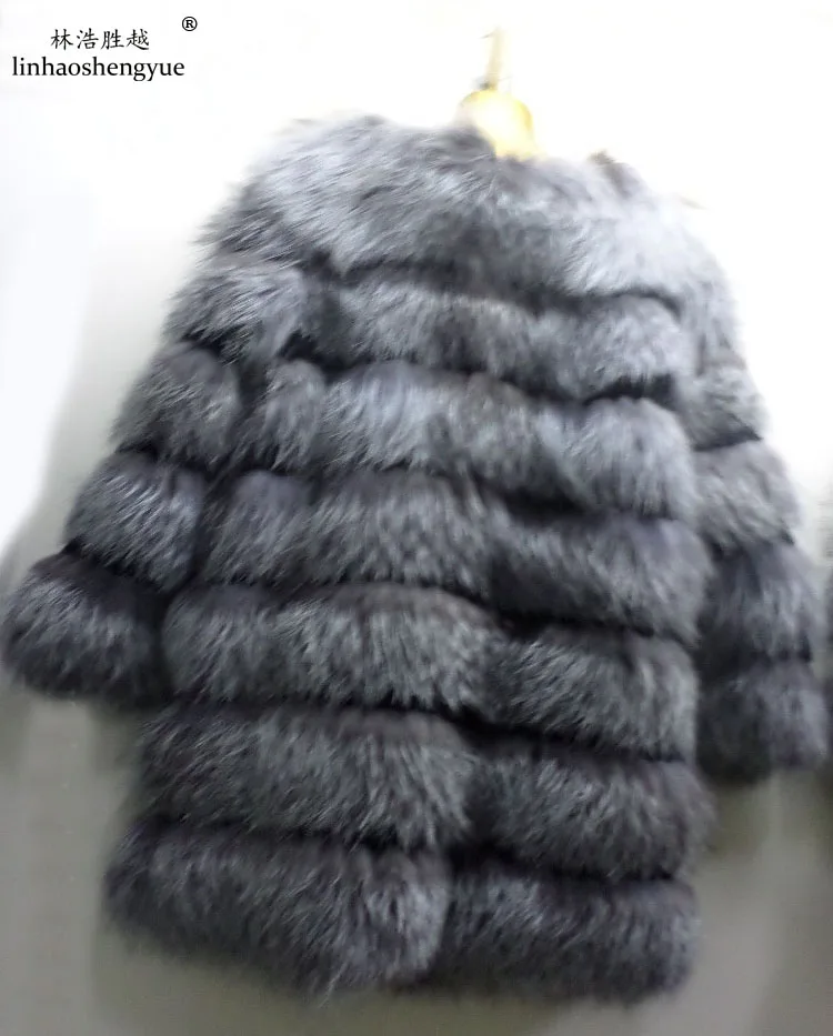 

Linhaoshengyue Silver Fox long section with sleeves Fur coat,