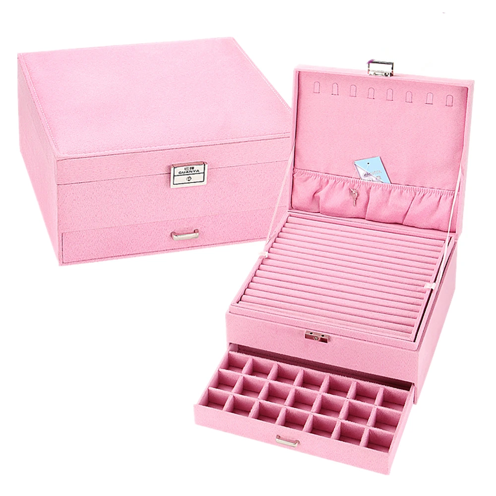 New Year Gift Box For Jewelry Box Large Exquisite Makeup Case Jewelry Organizer Casket Graduation Birthday Gift for Girl 203