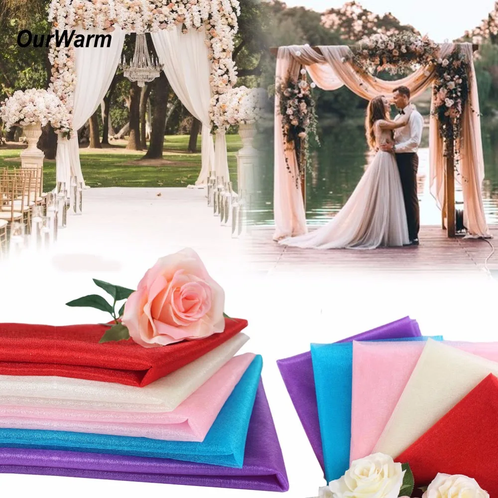 OurWarm Wedding Decoration 10M Organza Roll Tulle Fabric For Wedding