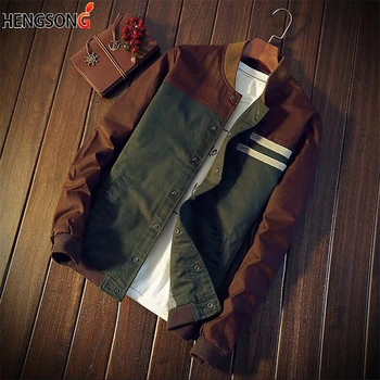 

New Autumn Korean men's jacket Cultivate one's morality simple paragraph color matching collar jacket male baseball uniform