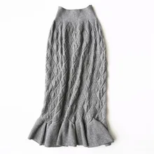 Женская зимняя Длинная шерстяная юбка с эластичной талией рыбий хвост юбка женская юбка офисная Jupe Винтаж Femme осень