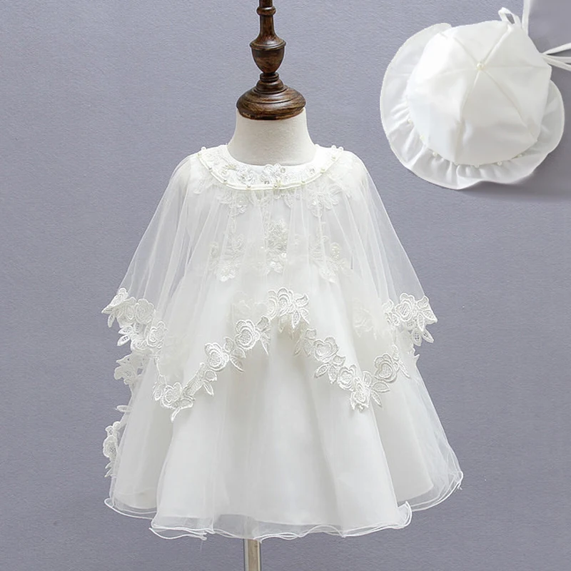 3pcs/set Baby Girl Baptism Dresses Newborns Girls Christening growns
