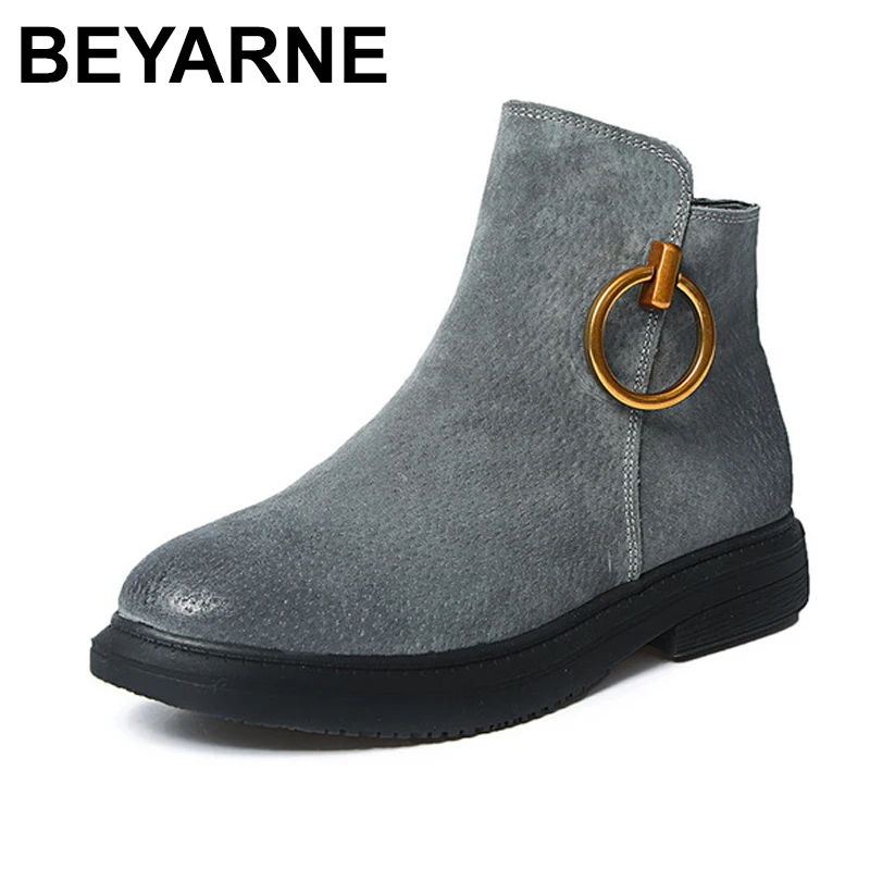 BEYARNE Brand New Women Genuine Leather Boots Winter Snow Boots Fashion Vintage High Quality Woman Ankle Boots Shoes BEYARNE Brand New Women Genuine Leather Boots Winter Snow Boots Fashion Vintage High Quality Woman Ankle Boots Shoes