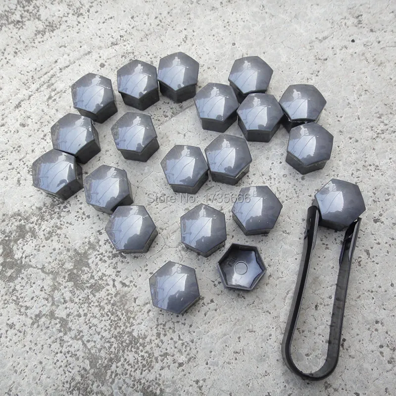 

17MM 20pcs Wheel Lug Nut Center Cover Bolt (Grey) Caps with Removal Tool for VW Audi Skoda Golf Jetta Passat 321601173A