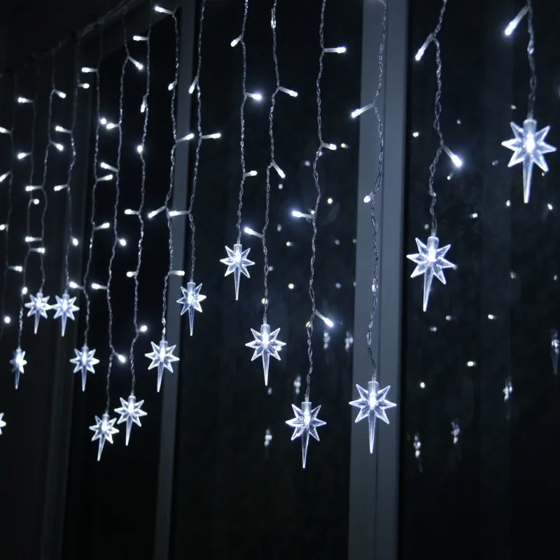 

5m twinkle christmas lights fairy icicle flash garland star curtain light party holiday store xmas wedding decoration