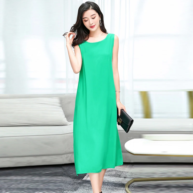 

Women Cotton Loose Summer Dress Fashion Sleeveless Dress 2019 New Arrival Women Casual Midi Dress Plus Size 5XL Long Dress