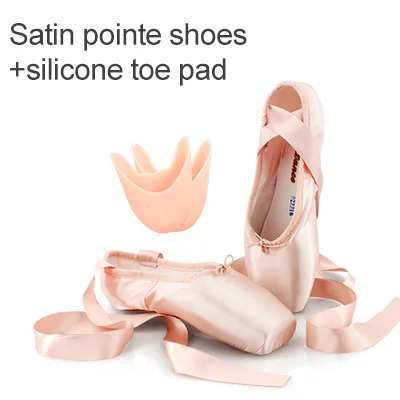 Professional Ballet Pointe Shoes Girls Women Ladies Satin Ballet Shoes With Ribbons Satin
