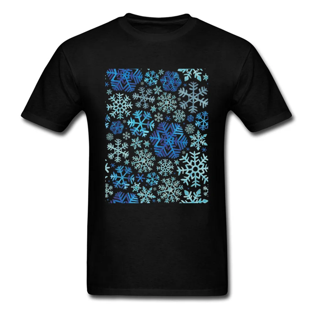 2018 Men Tshirts Crew Neck Short Sleeve Cotton Fabric Snowflakes Tops Shirt Summer T-Shirt Drop Shipping Snowflakes black