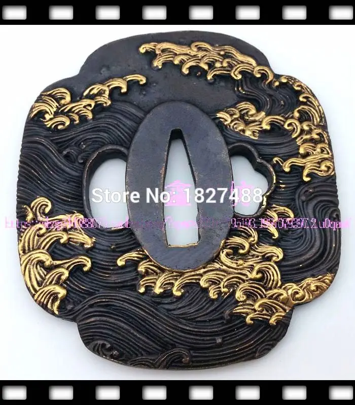 Высокая quallty японский катана Медь Tsuba Wakizashi Меч Интимные аксессуары w/морской Дизайн