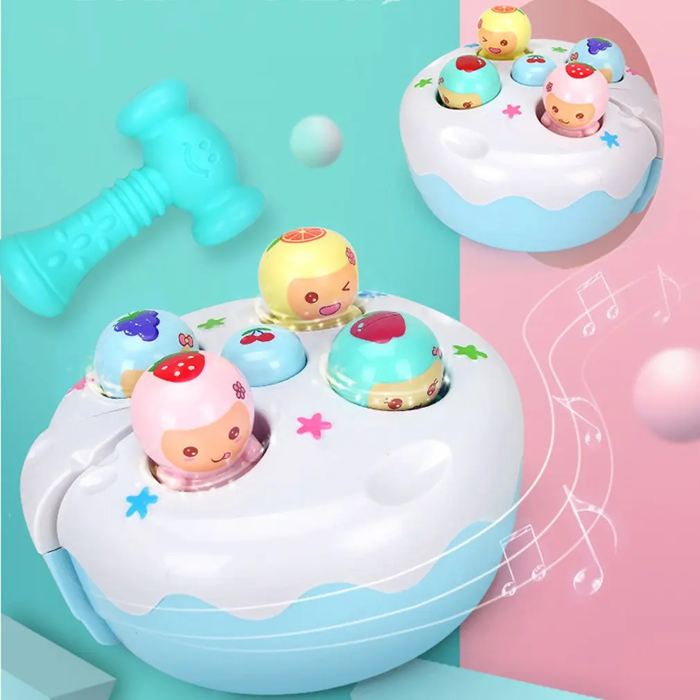 Портативная игровая машина для хомяка, электрический игрушечный хомяк, звуковой светильник, фруктовый торт, стук, хомяк, музыкальная игра, обучающая игрушка