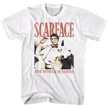 Scarface Тони Монтана мир ваш Мужская футболка белый черный Pacino мафия фильм