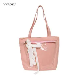 Японская девушка с розовым бантом Сумка женская летняя Прозрачная ПВХ Сумочка Симпатичные ленты Bolsas женские сумки