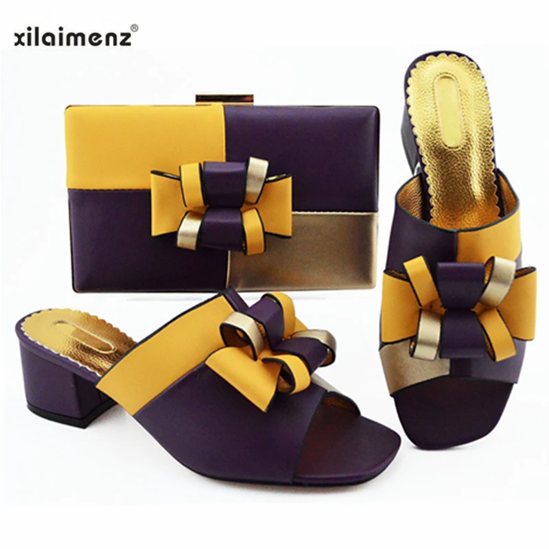 

Gold Elegant African Women Shoes And Bag To Match Set Italian Comfortable in Heels for Party Shoes And Bag Set For Wedding Dress