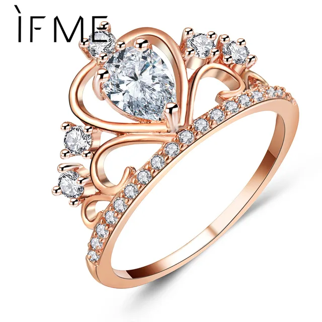 If Me Fashion Princess Queen Crown Engagement Rings With Clear Cz If Me Fashion Princess Queen Crown Engagement Rings With Clear Cz Cubic Zirconia Crystal Rose