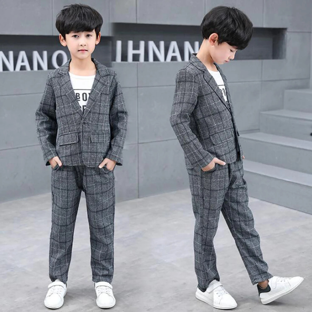 2018 New 2 pcs Boys Fashion Suits Gentleman Striped Fashion Blazer